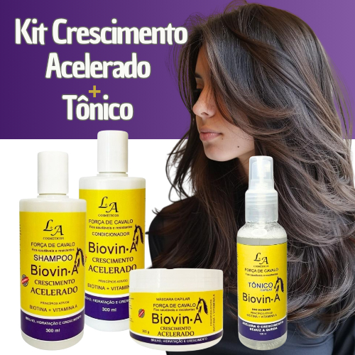 Kit Crescimento Capilar + Tônico Crescimento Acelerado Biotin-A Força de Cavalo Cosméticos em Oferta na Shopee