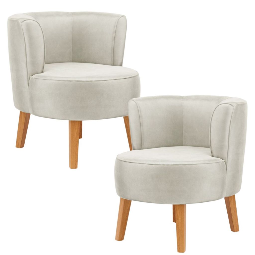 Jogo 2 Poltronas para Sala de Estar Moderna Recepção Tecido Veludo Ergonômica Pés de Madei...