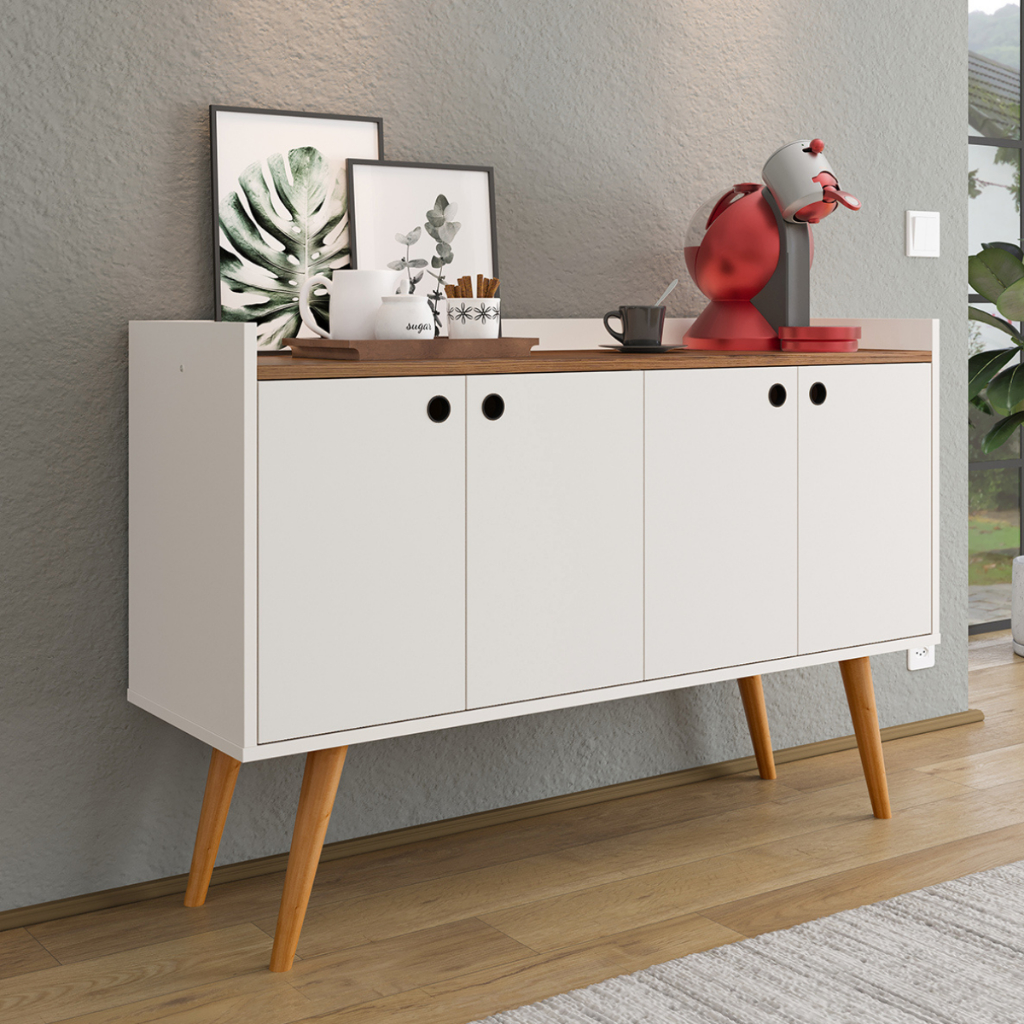 Buffet Aparador Retrô 4 Portas Cantinho do Café Cozinha Balcão Dallas - Varias Cores