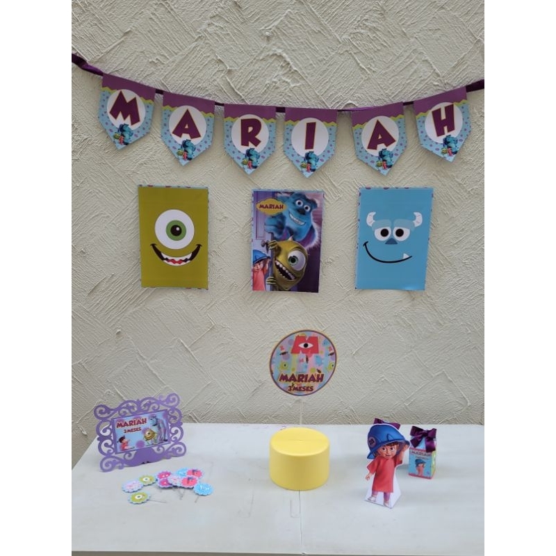 Kit Festa Só um Bolinho Personalizado | Mesversário | Aniversário | Festa em casa | Festa na escola | Monstros SA