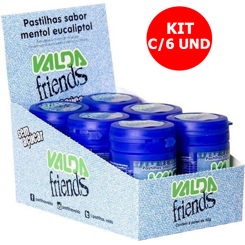 KIT C/6 POTES VALDA FRIENDS SEM AÇUCAR 50G CADA