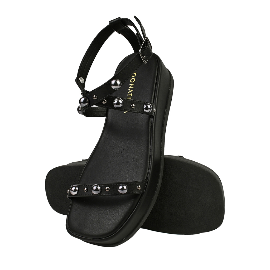 Sandália Feminina CM Calçados Casual Confortável Fivela Flatform Tamanco Plataforma Com Aplicação Dourada