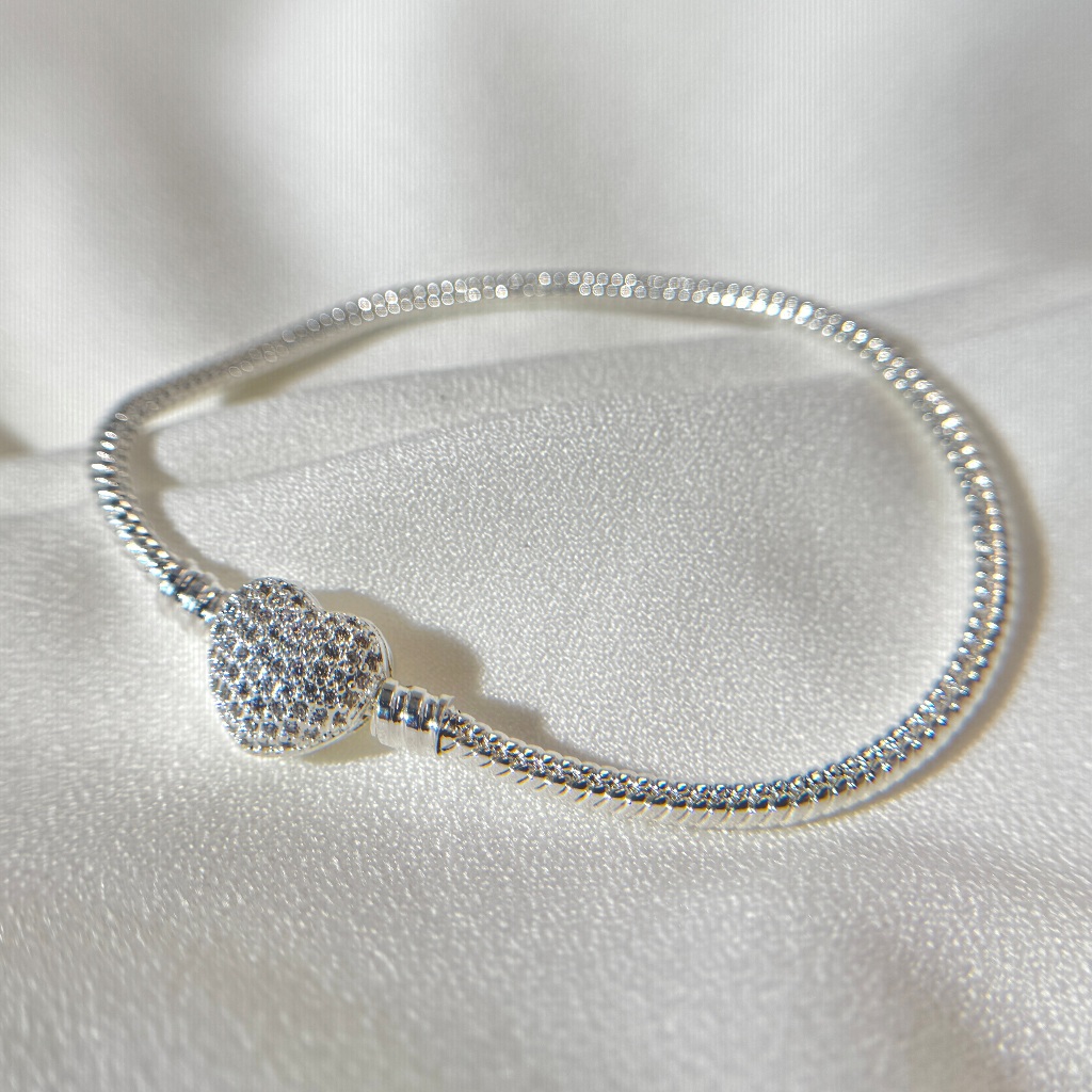 Pulseira para berloques Coração a prata 925 feminina para charms berloqueira pulseira de pingentes em Oferta na Shopee