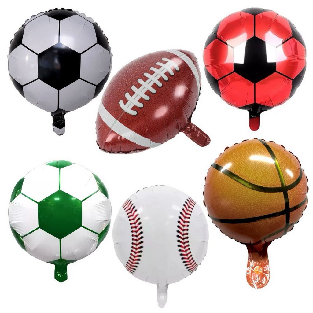 10 Balão Metalizado Bola Futebol Beisebol Basquete Rugby - Festa Decoração