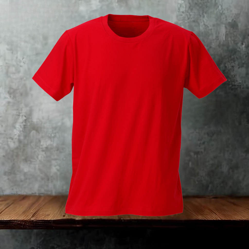 Camiseta Masculina Lisa Básica Confortável Moda Vermelha 100% Algodão