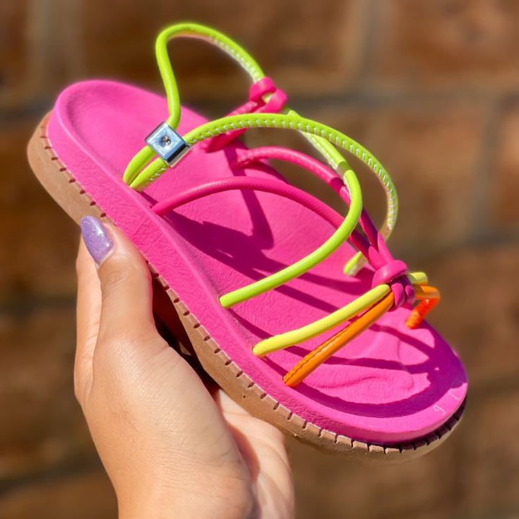 Birk Papete Sandália Infantil Kids Feminina Menina Colorida Cores e Pink Rosa