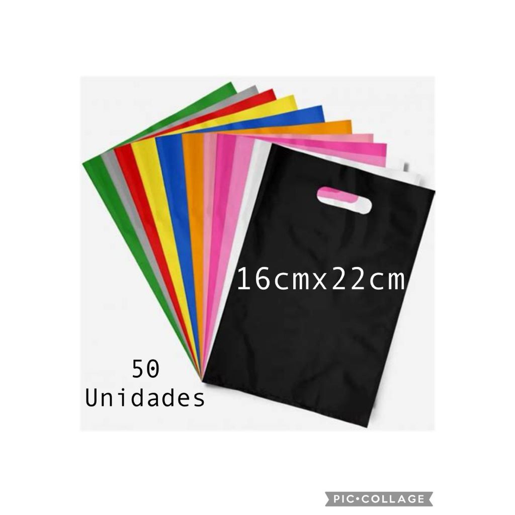 Kit 100 Un Sacolas Plásticas Boca Palhaço 16x22 Alça Vazada