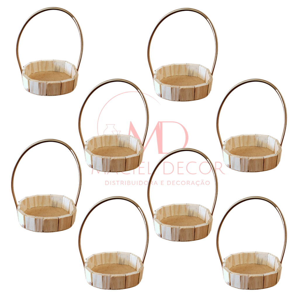 Kit 8 Cestas Oval De Madeira Artesanal Para Presente Páscoa Dia Das Mães Fraldeira Oval 15x5