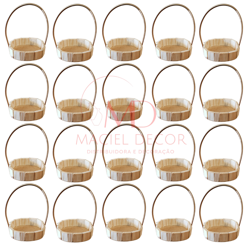 Kit 24 Cestas Oval De Madeira Artesanal Para Presente Páscoa Dia Das Mães Fraldeira Oval 15x5