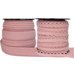 Kit com 2 Elastico Bico Decorado e Elastico Borneo 25 para Cós Base Cintura Lingerie