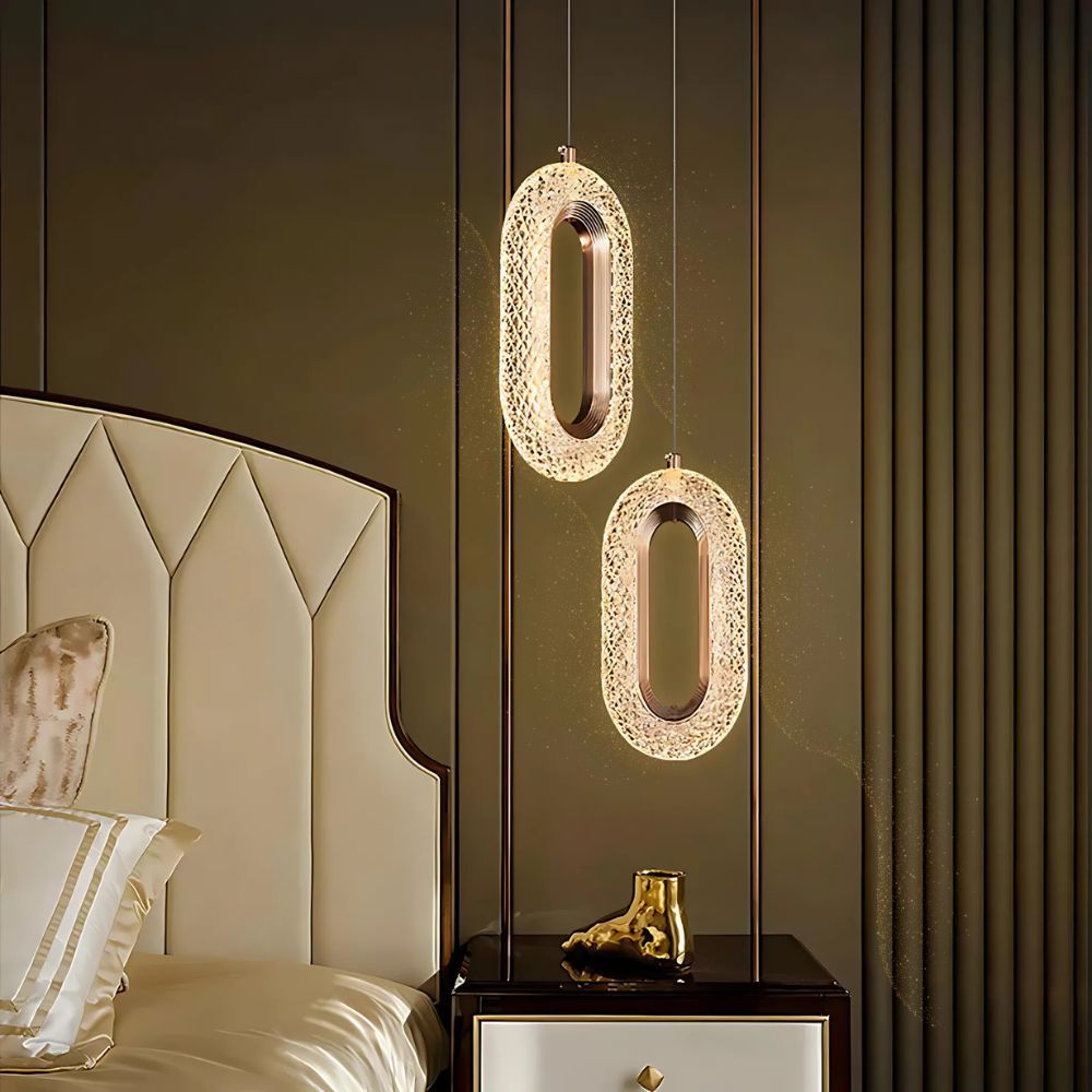 Luminária Pendente Orion Moderno Oval Led Dourado Pd35