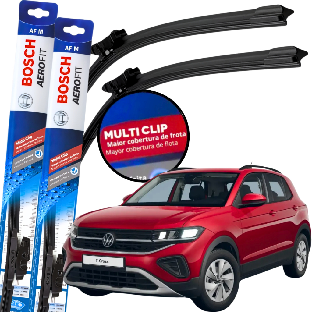 Par Palheta Limpador Parabrisa Original Bosch Multiclip Volkswagen T-Cross 2019 à 2025 - Spare Parts and Accessories for Vehicles