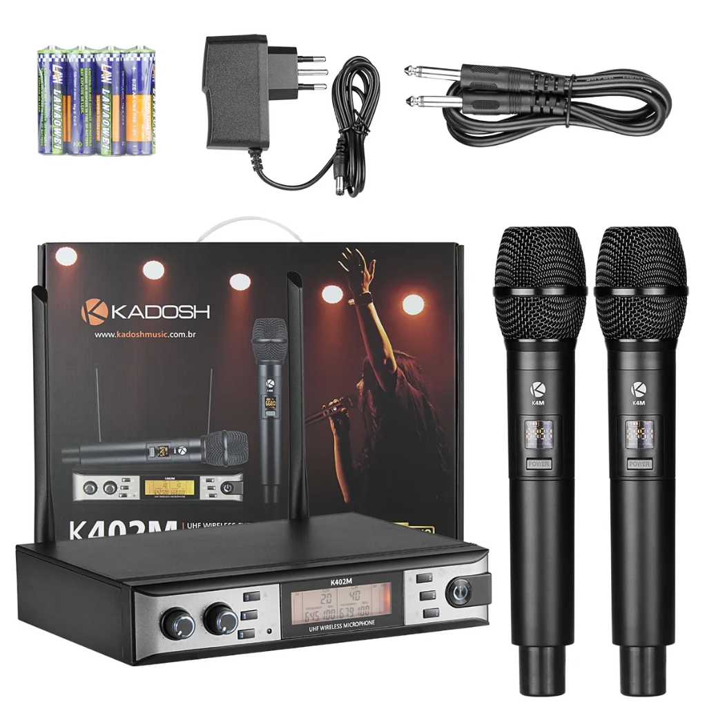 Microfones Dinâmico Cardióide Sem Fio Kadosh K-402m Cor Preto