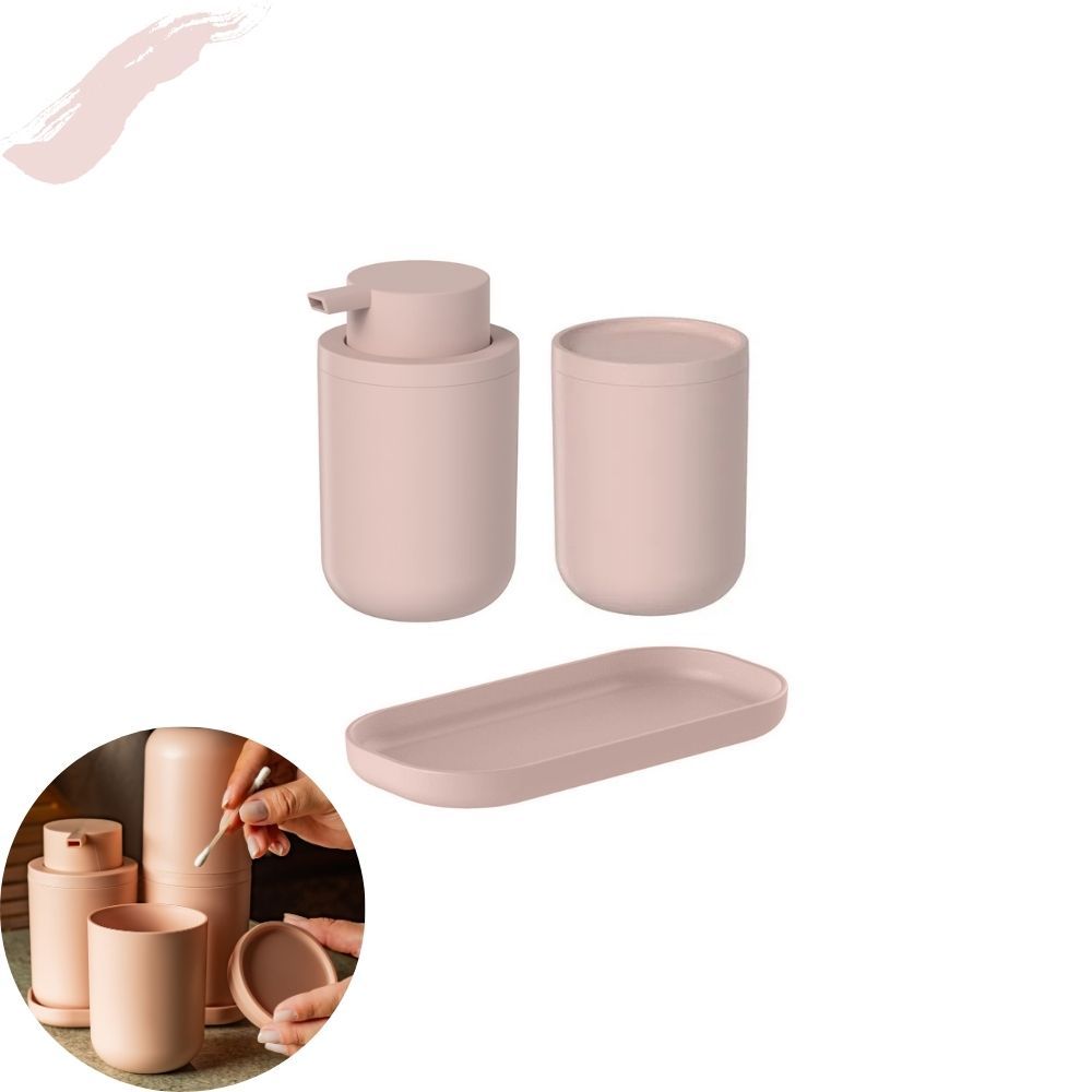 Kit Banheiro 3 Pçs Bold Ou Composto por Porta Sabonete Líquido Porta Algodão e Bandeja em Oferta na Shopee