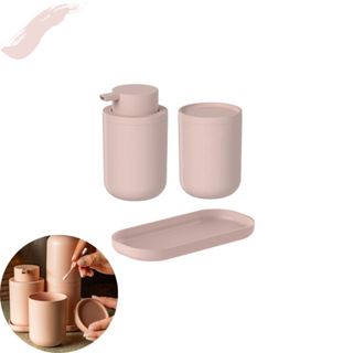 Kit Banheiro 3 Pçs Bold Ou Composto por Porta Sabonete Líquido Porta Algodão e Bandeja em Oferta na Shopee