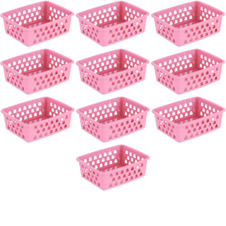 Cesto Organizador Kit 10 Cestinhas 20x15x6cm Multiuso Medio Rosa em Oferta na Shopee