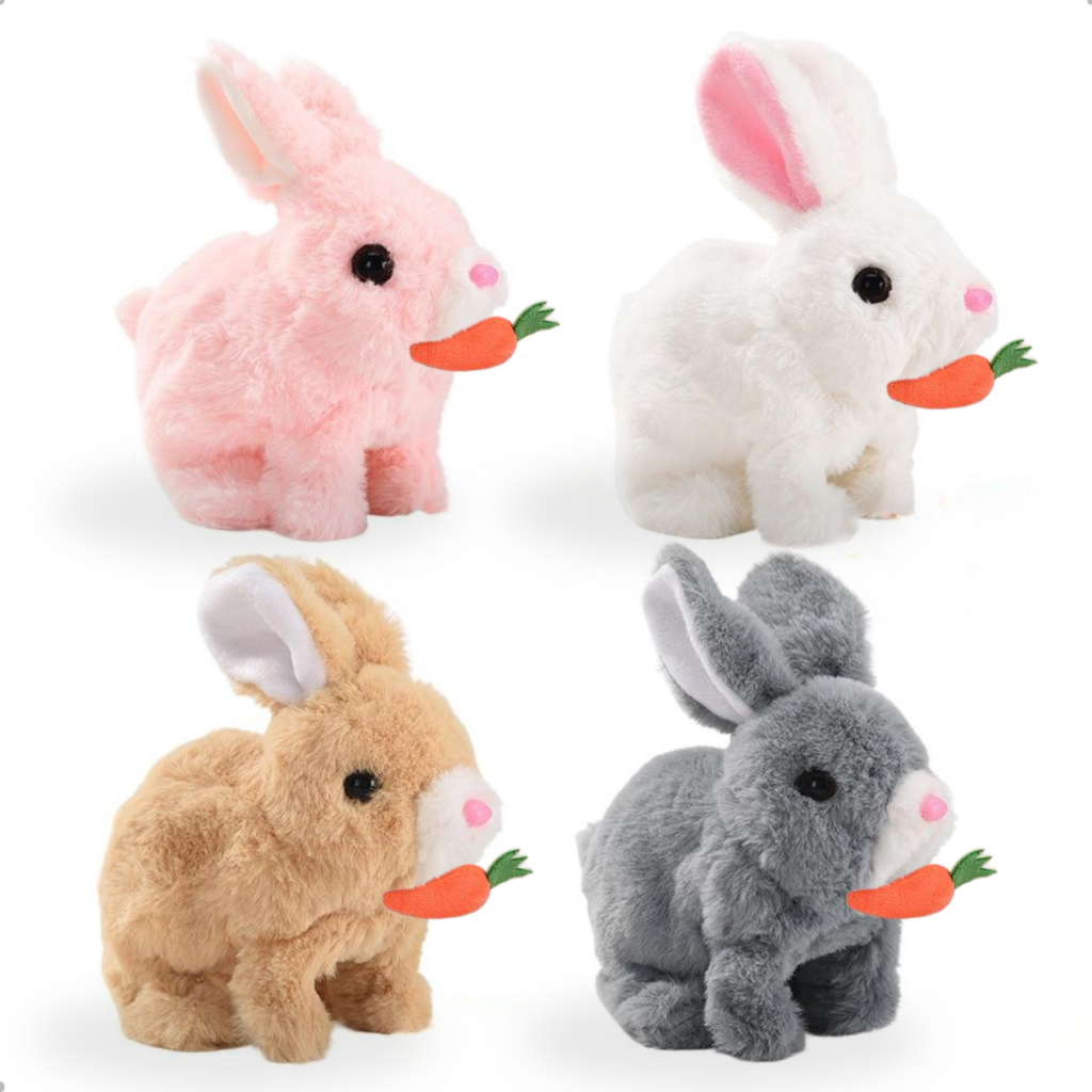 Coelhinho Pelúcia Páscoa Anda Emite Som Brinquedo Infantil Coelho Interativo Para Criança kit 1 2 3 em Oferta na Shopee
