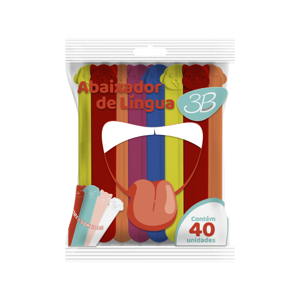 Abaixador de Língua Colorido Com Aroma 40 unidades