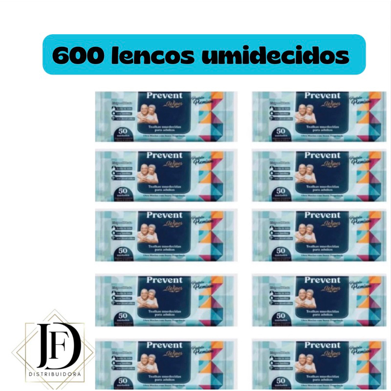 Caixa com 600 lenços Umedecido com 12 pacotes  Geriátrica Prevent 50un em Oferta na Shopee