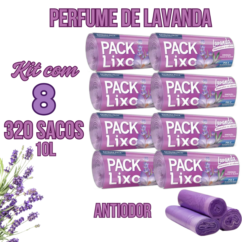 Saco De Lixo Perfumado Lavanda Pia Banheiro Neutraliza Odor Anti Inseto Cheiroso Econômico 10L em Oferta na Shopee