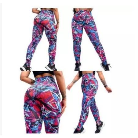 Kit 3 Calça Legging Feminina Estampada Cintura Alta Suplex Leg Academia Fitness Cós Alto MEGA SALDÃO