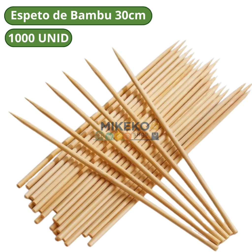 1000 Espeto de bambu para churrasco 30cm palitos