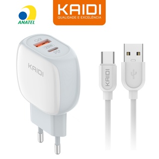 Carregador Turbo 20W USB C Duplo PD Kaidi Kd-106 duas saídas em Oferta na Shopee