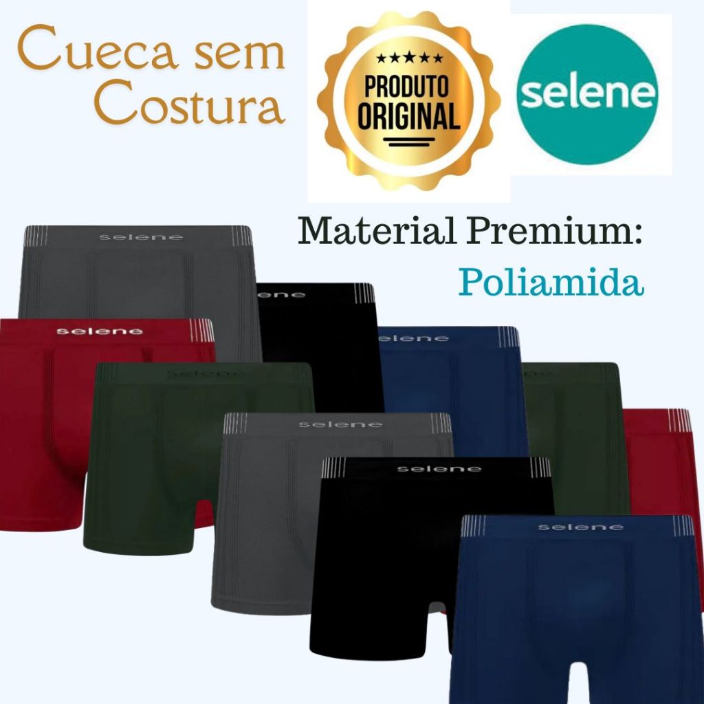 Kit Com Até 10 Cuecas Selene Original Sem Costura Perna mais Comprida Boxer Masculino