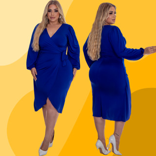 Vestidos Plus Size Comportado Manga Longa Princesa Festa Evangélico Com Cinto em Oferta na Shopee