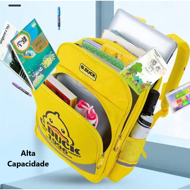 Mochila Escolar Infantil Menino Menina Pato Desenho Impermeável 6606 LING