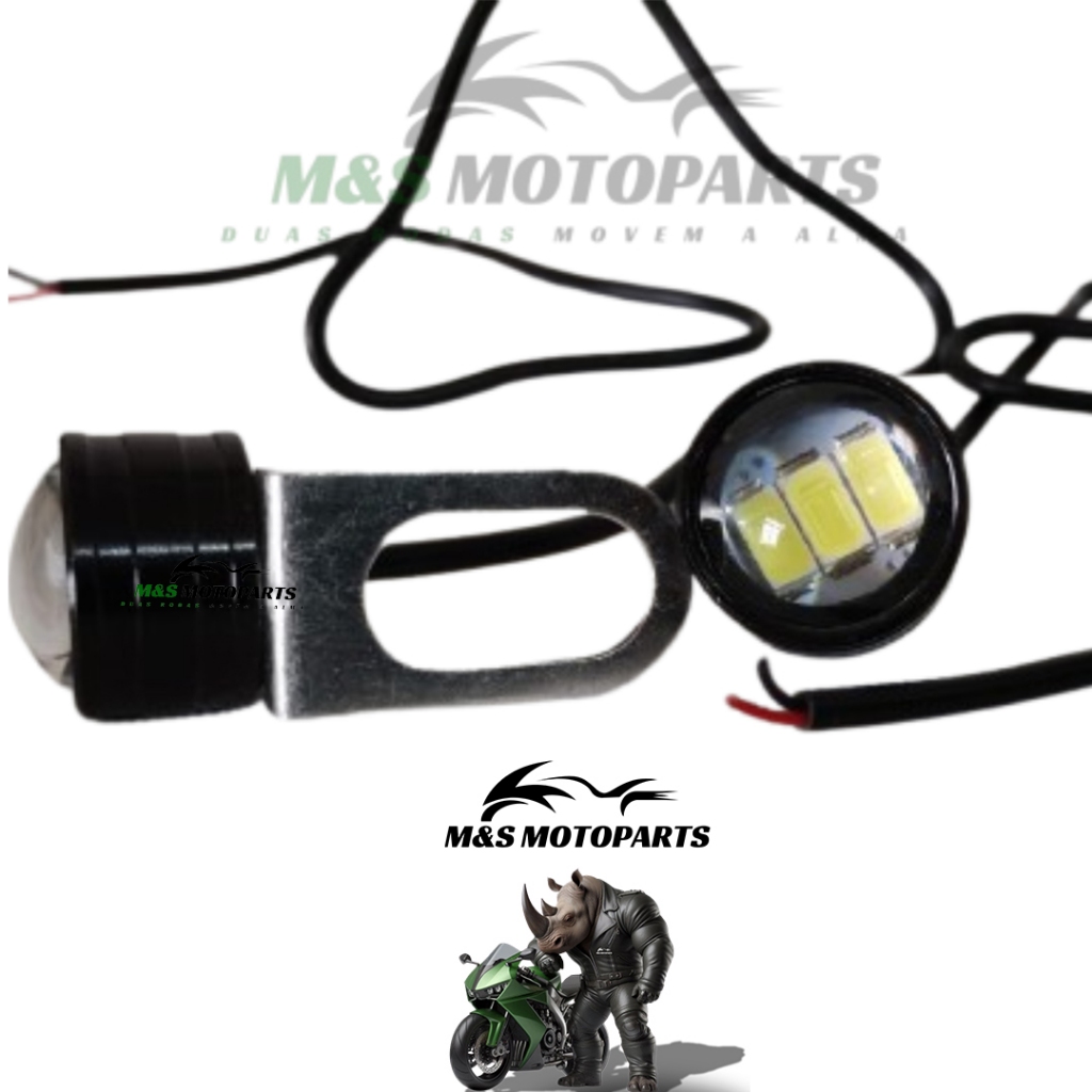 Farol De Milha Para Moto Mini Strong Led Branco Para Retrovisor de Moto