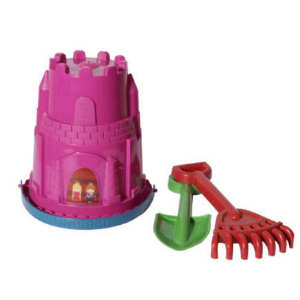 Balde Praia Castelinho c 2 Acessórios Infantil Rosa Areia