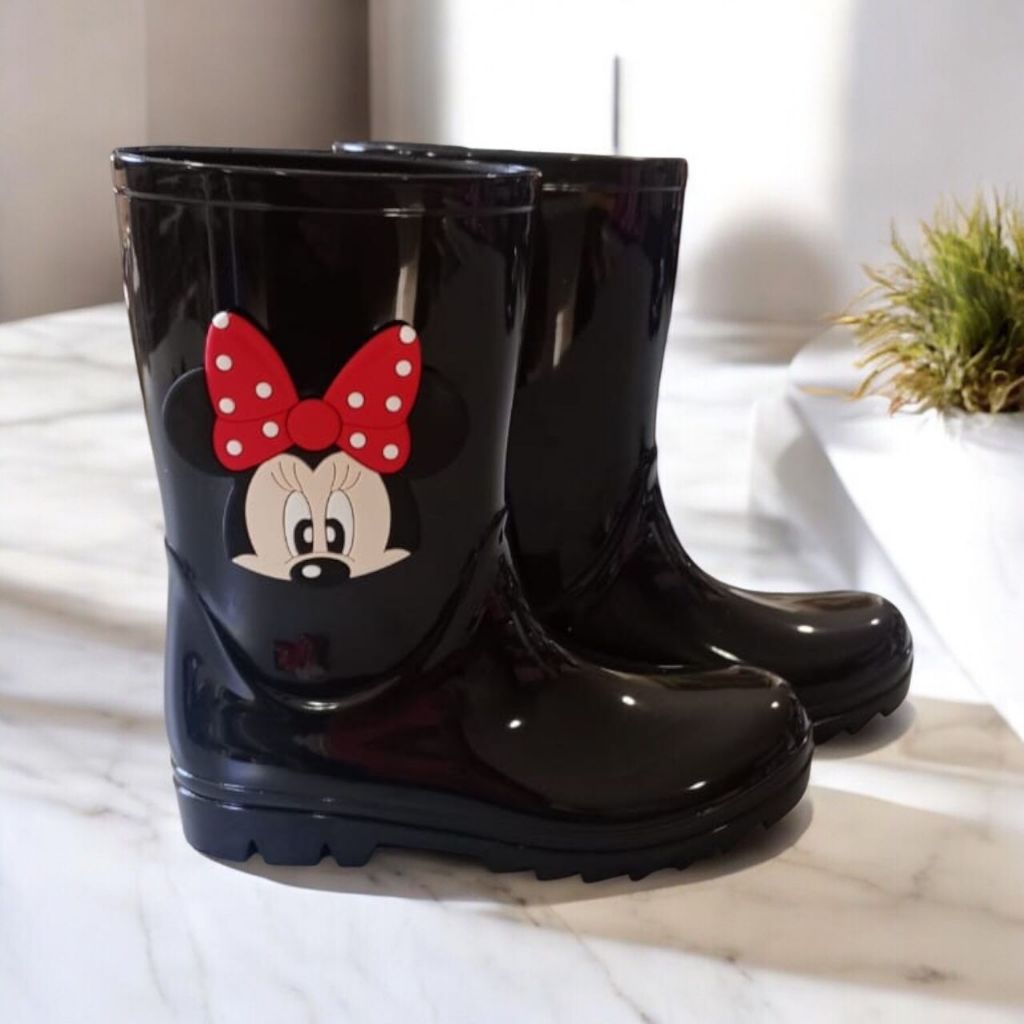 Galocha Bota de Chuva Minie Cano Alto Infantil Menina Juvenil Leve Moderna Confortável
