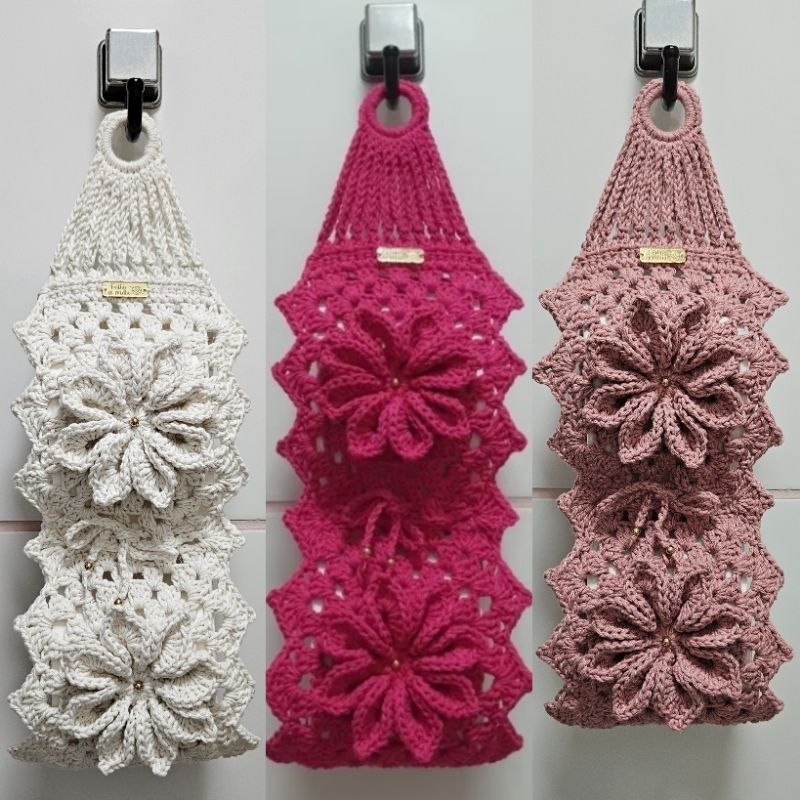 Porta papel higiênico de crochê artesanal