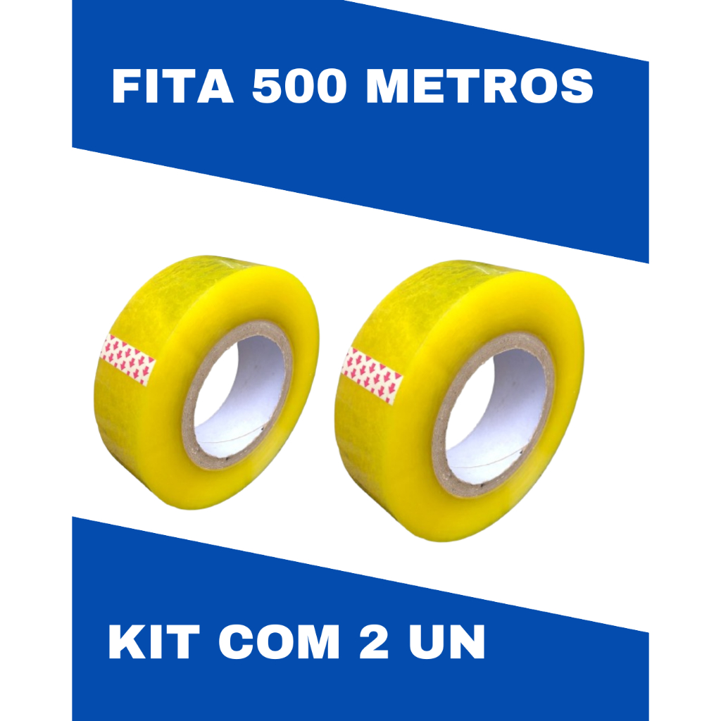 Kit com 2 unidades Fita Durex Larga 500m Transparente Direto da fábrica em Oferta na Shopee