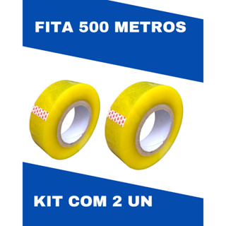 Kit com 2 unidades Fita Durex Larga 500m Transparente Direto da fábrica em Oferta na Shopee