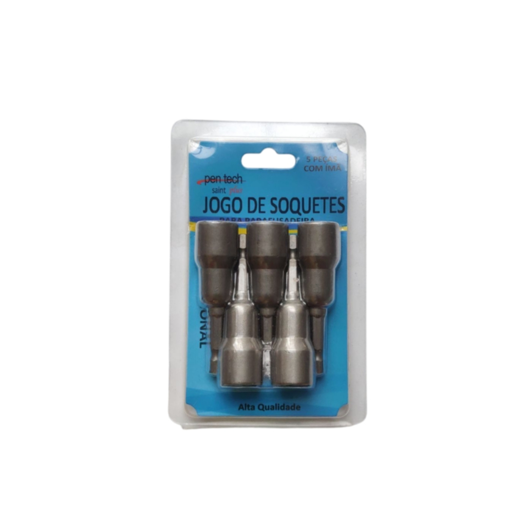 Kit Soquete Magnético 13mm Sextavado C/ 5 pçs Parafusadeira