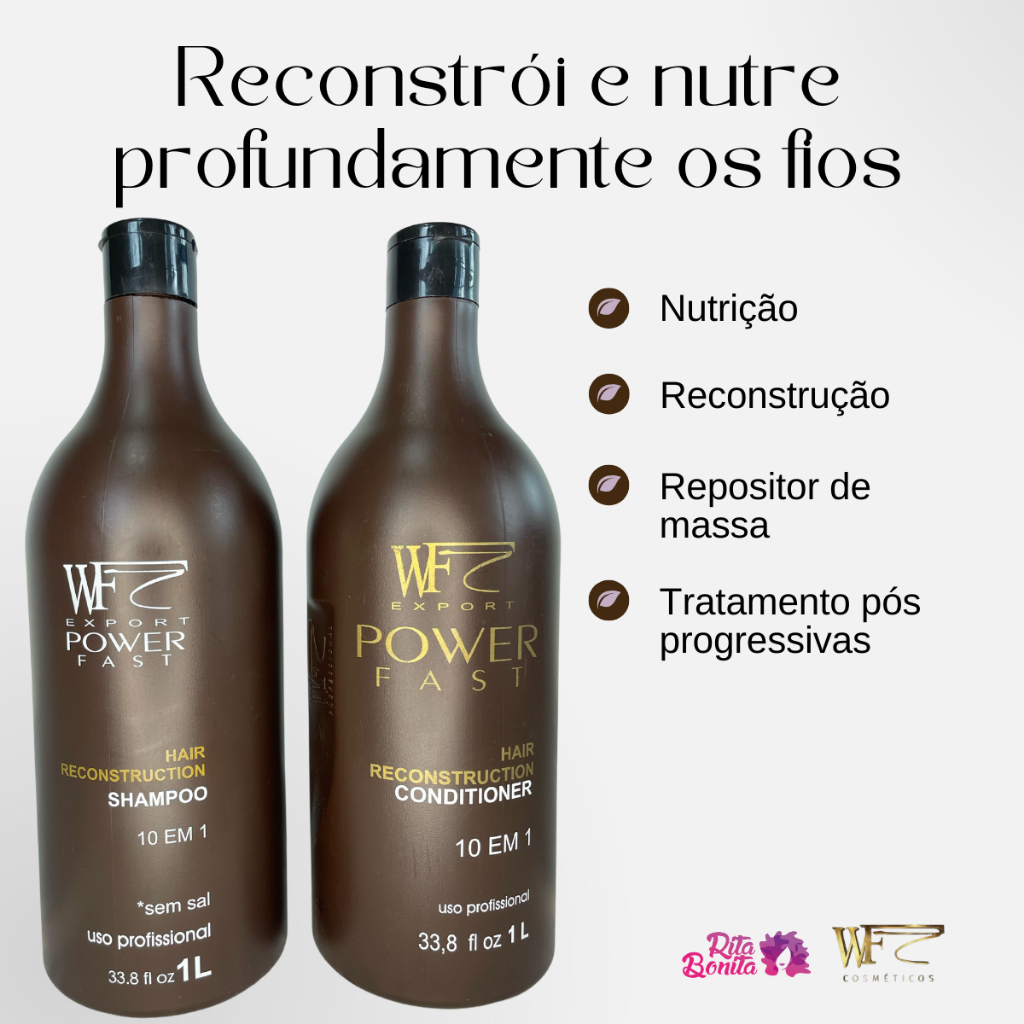 Kit 2 peças SOS Capilar Pré e Pós Químicas Progressivas Reconstrução Nutrição Power Fast WF 2L