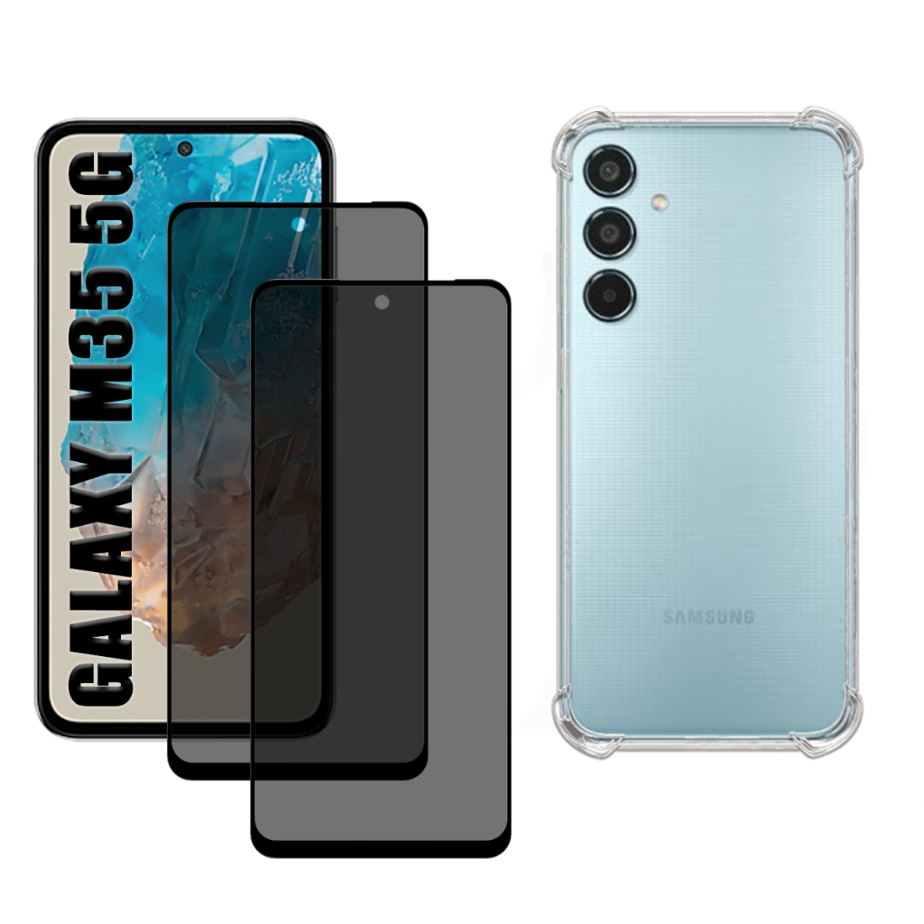 KIT p/ Samsung Galaxy M35 5G | 2- Películas de Privativa 3D  | 1- Capa