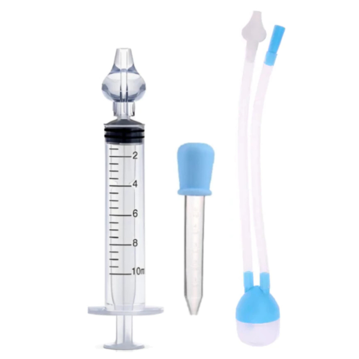 Kit 1 Seringa E 1 Aspirador Lavagem E Limpeza Nasal Bebês