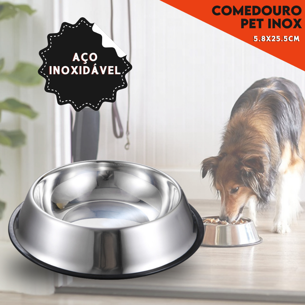 Comedouro Para Pets Ração Água Inox Antiderrapante Para Caes e Gatos - Nybc em Oferta na Shopee