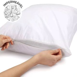 Capa Protetora IMPERMEÁVEL Para Travesseiro Anti-ácaro c/ ziper - Branco PROMOÇÃO em Oferta na Shopee