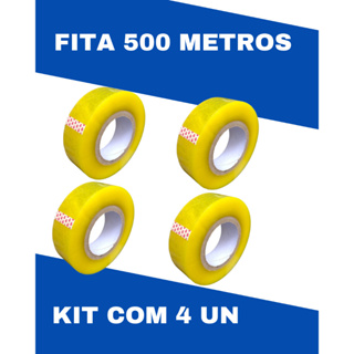 Kit com 4 unidades Fita Durex Larga 500m Transparente Direto da fábrica em Oferta na Shopee