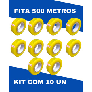 kit com 10 unidades Fita Durex Larga 500m Transparente Direto da fábrica em Oferta na Shopee