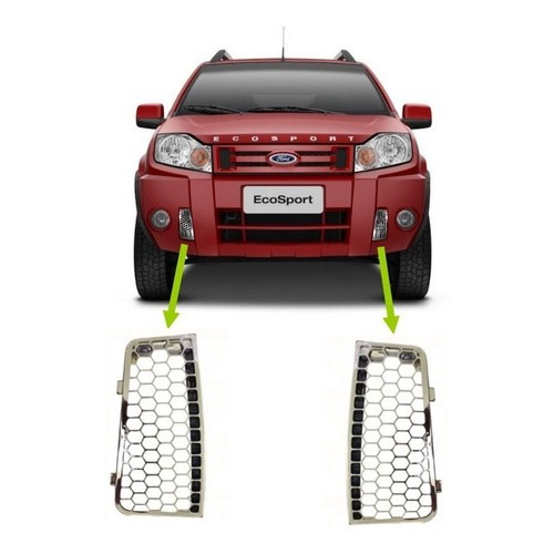 Moldura Grade Para-choque Ford Ecosport 2008 até 2012 Cromado