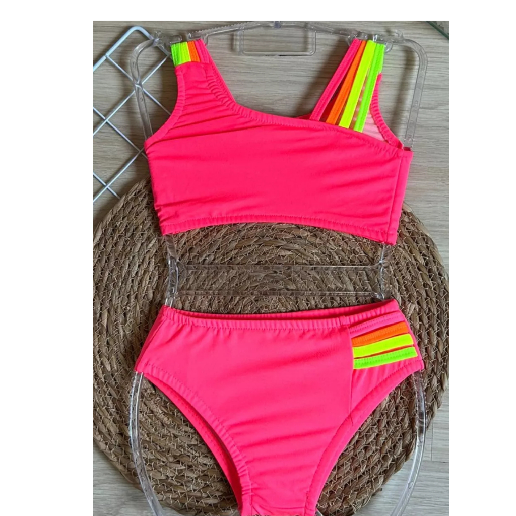 Biquini Infantil Juvenil Conjunto Suplex para o Verão Moda Infantil Moda feminina Roupa de Praia