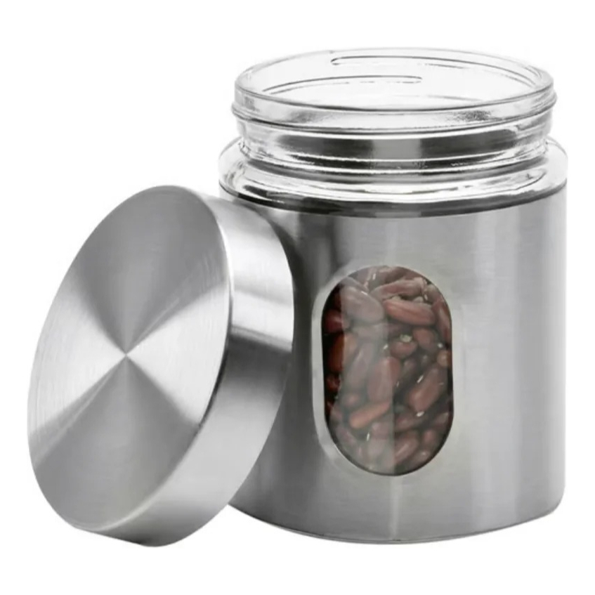 Pote Hermético 630ml Aço Inox Com Visor Porta Mantimentos - Utensílios De Cozinha