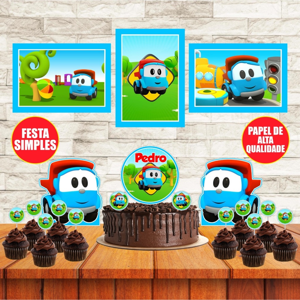Kit Festa Só Um Bolinho Léo o Caminhão Para Aniversário Infantil