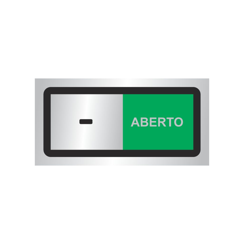 Placa Com Trilho Porta Aberto E Fechado Alumínio 30x15cm