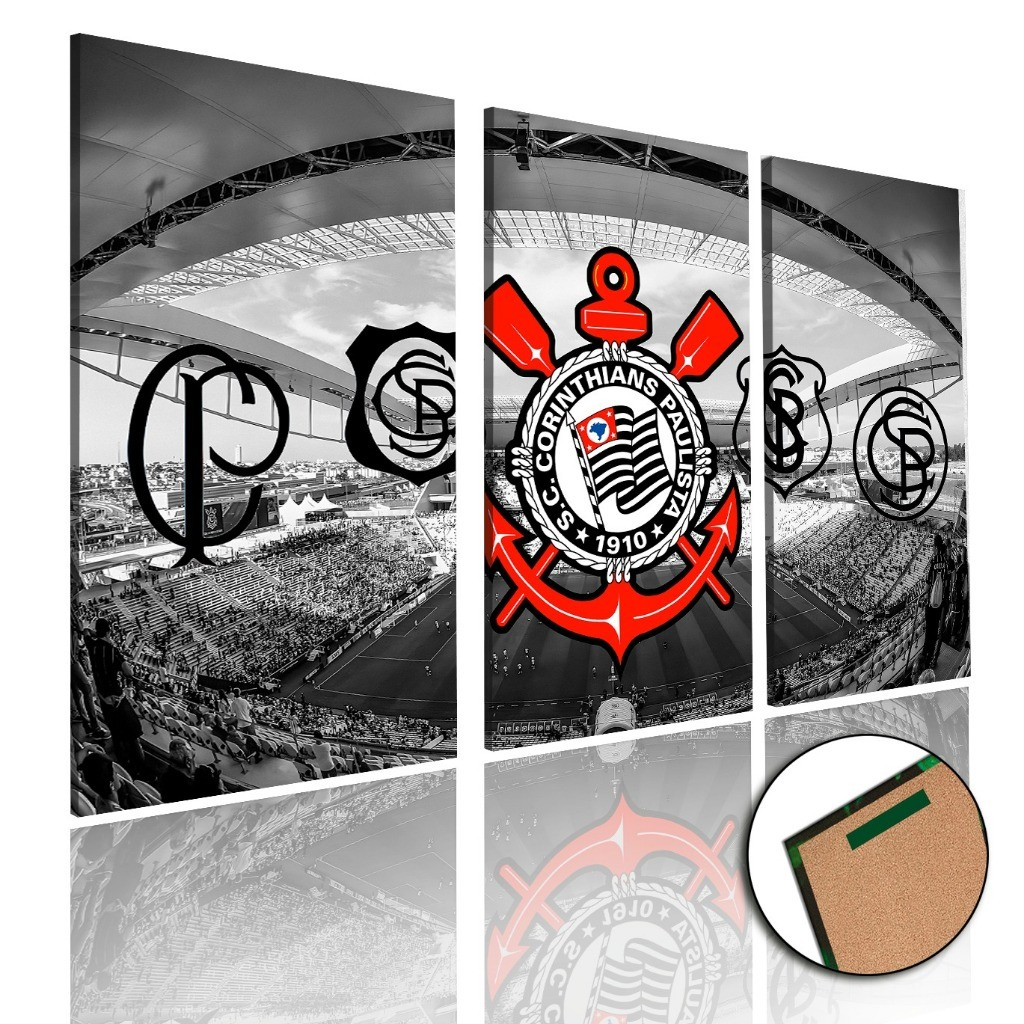 Quadro Decorativo Timão Corinthians O Melhor Futebol 3 peças grande lindo mais vendido